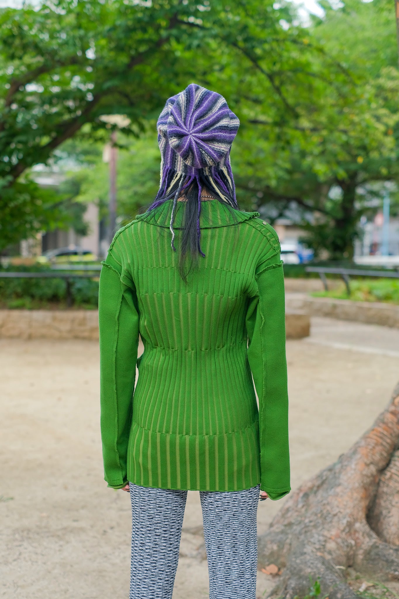 Styling image using Perverze 22aw Re-Cotton Multi Rib Sweater
