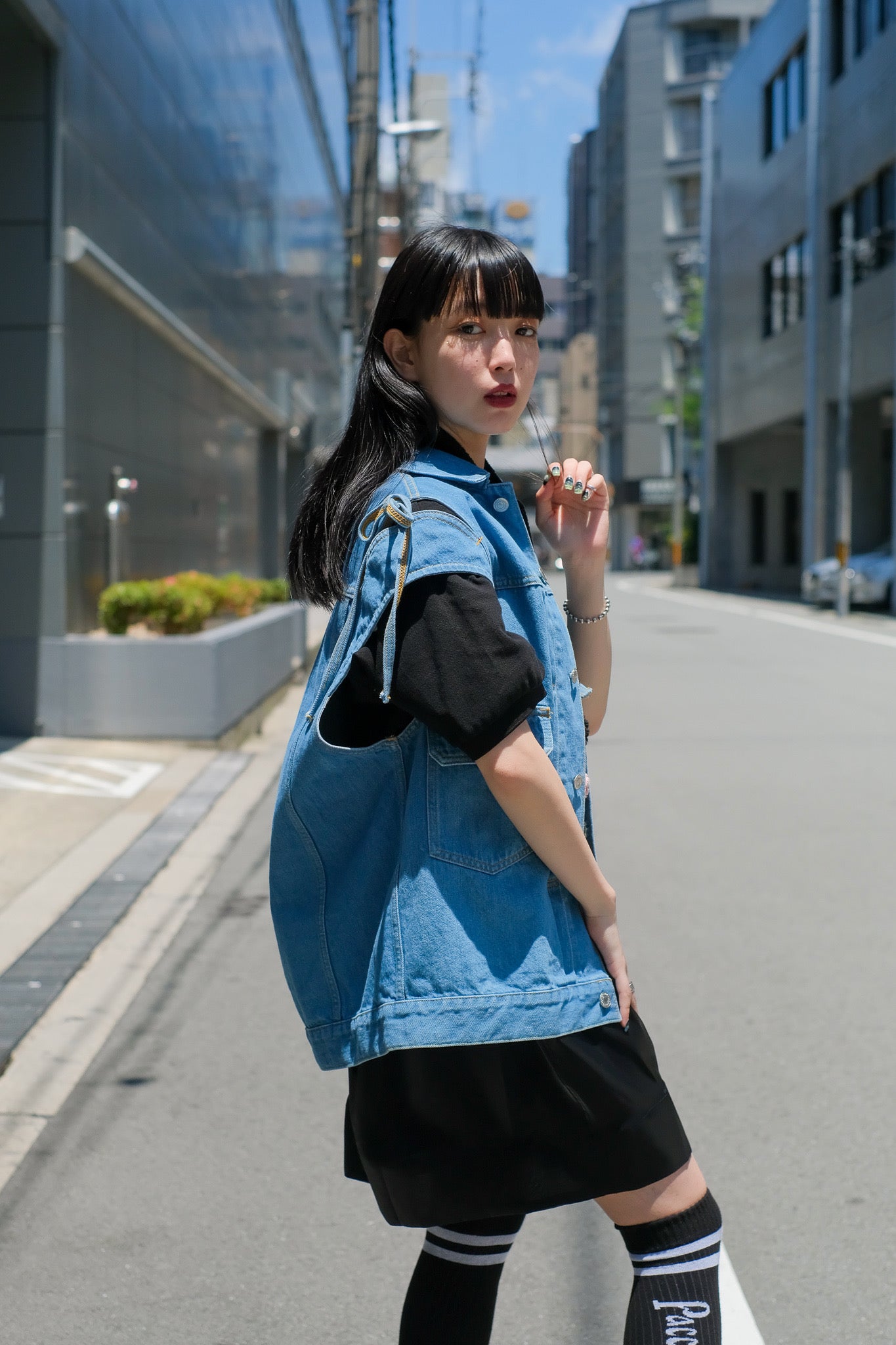 Styling image using SODUK 22SS Ribbon Denim Vest