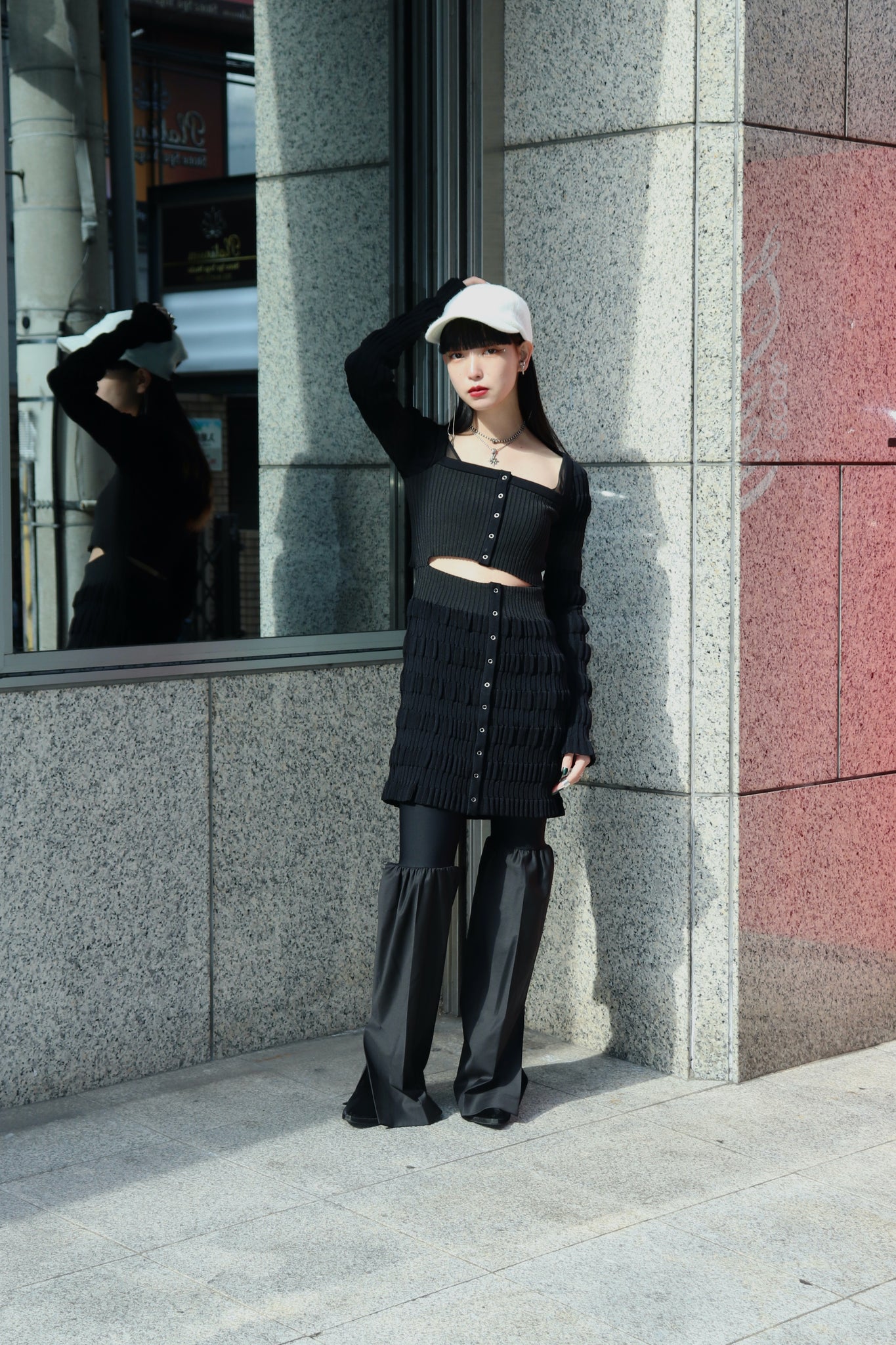 Styling image using FETICO 23ssSS STRIPE KNIT CARDIGAN