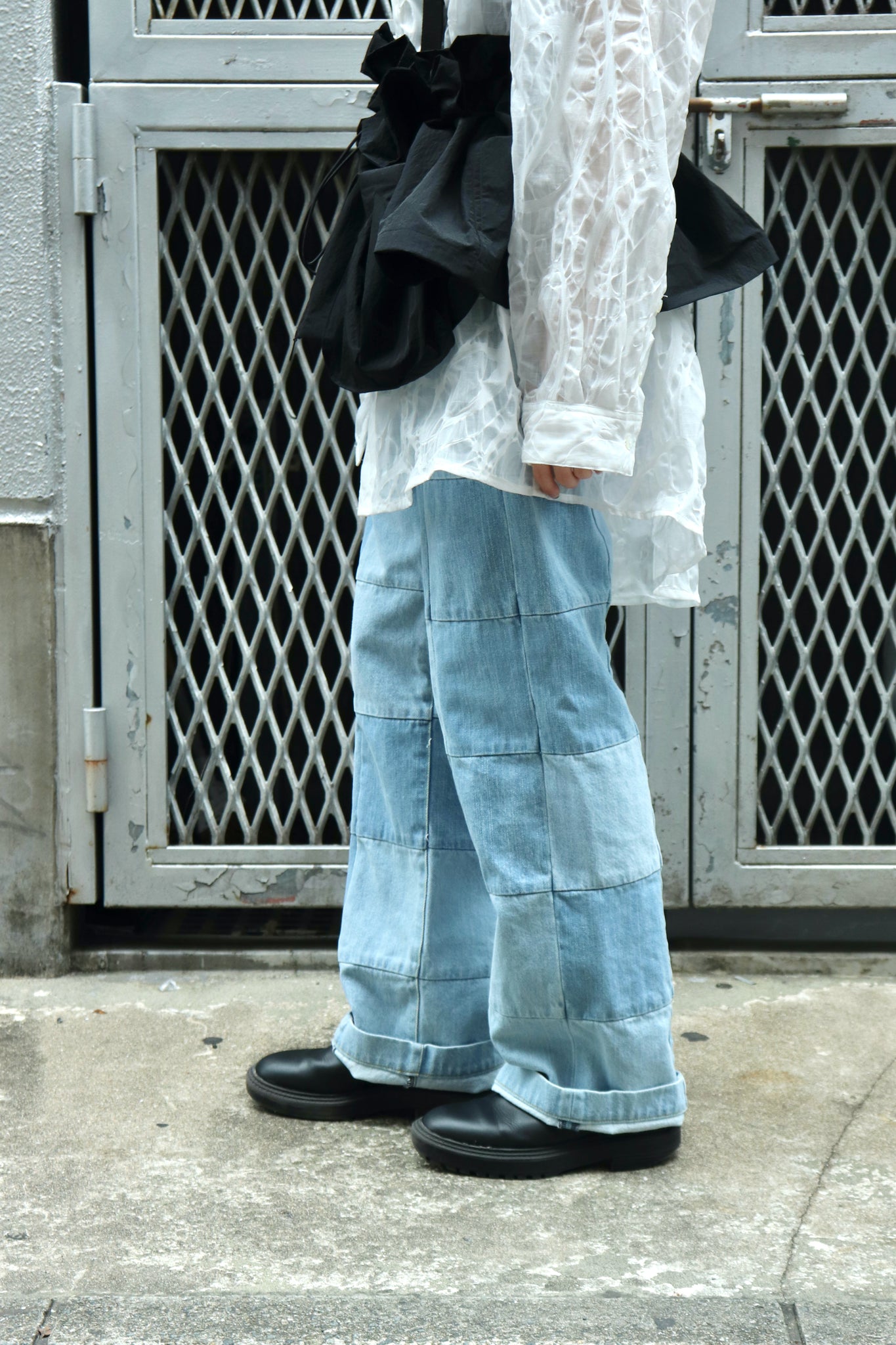 Styling image using Belper 22ss Patchwork Denim Pants