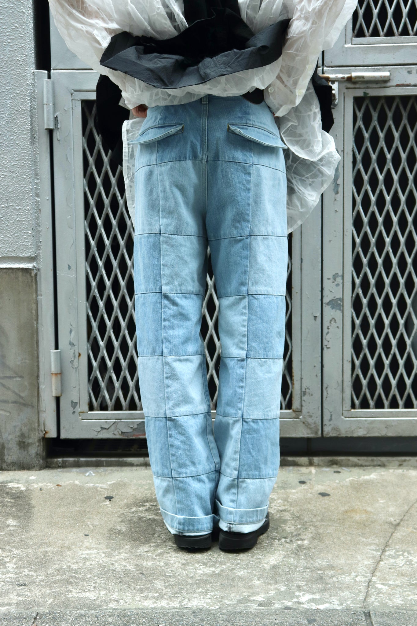 Styling image using Belper 22ss Patchwork Denim Pants