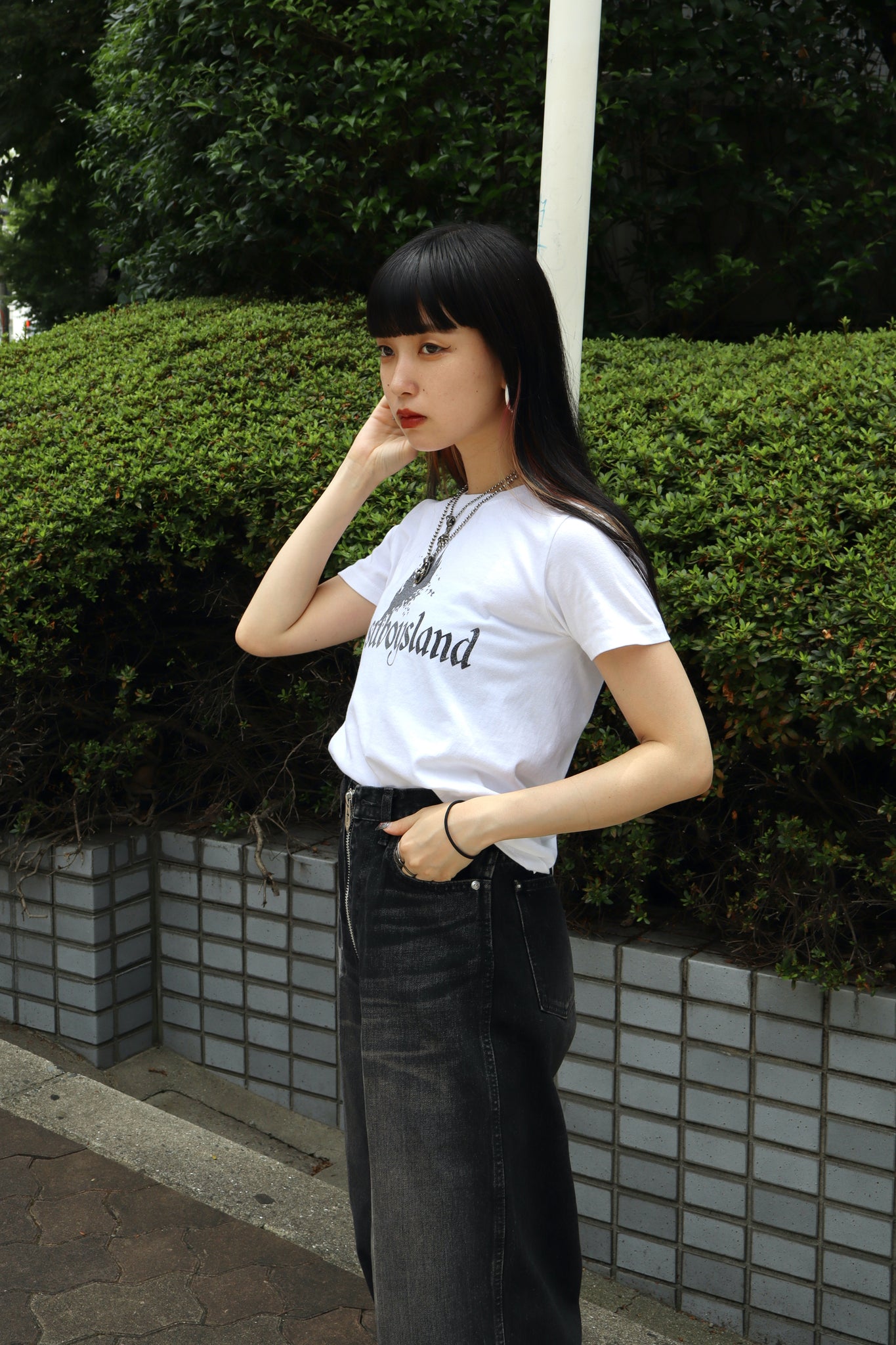 Styling image using masu 23aw flag scarf