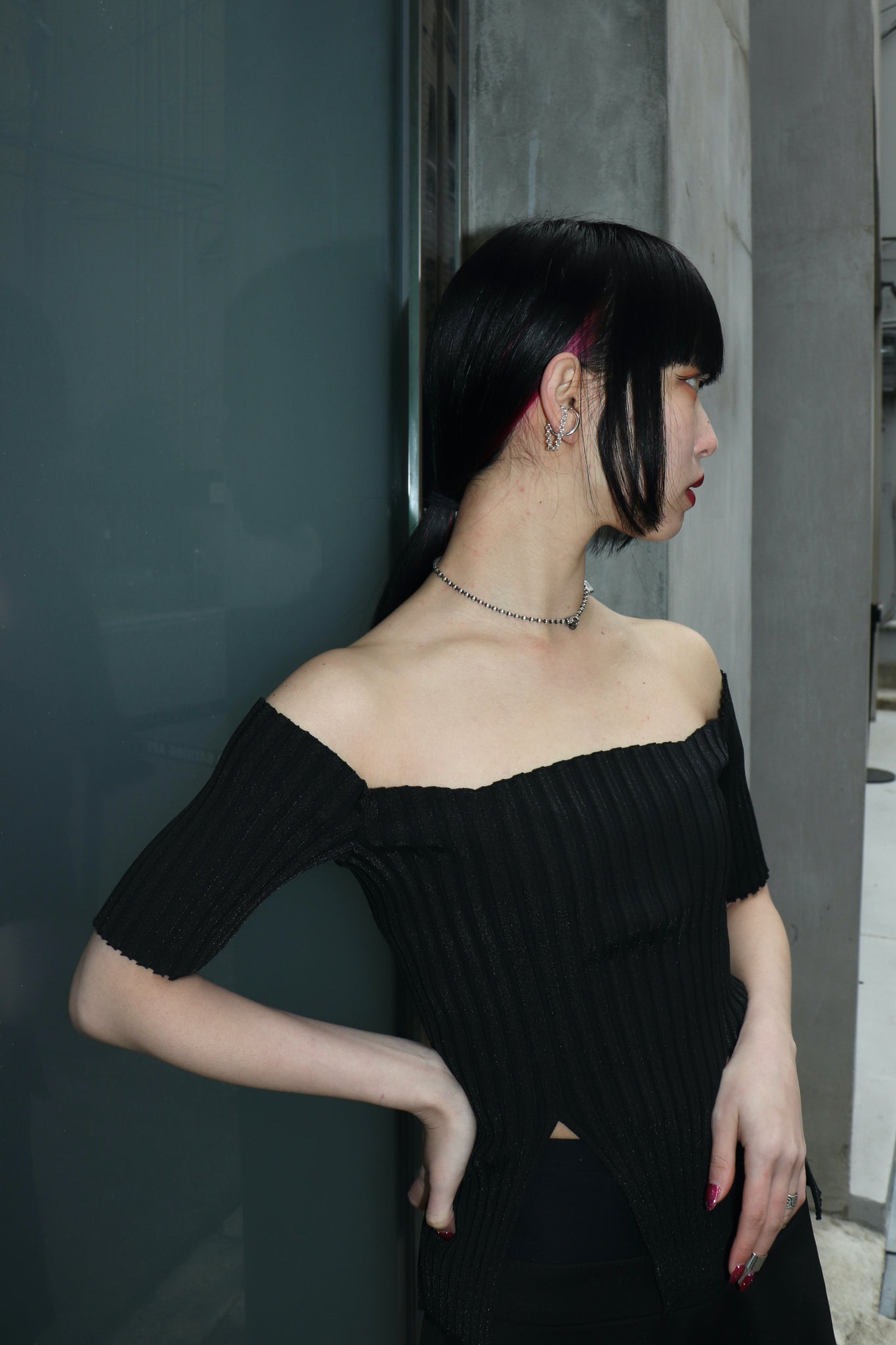 Styling image using FETICO 23SS RIB Knit Slit Top