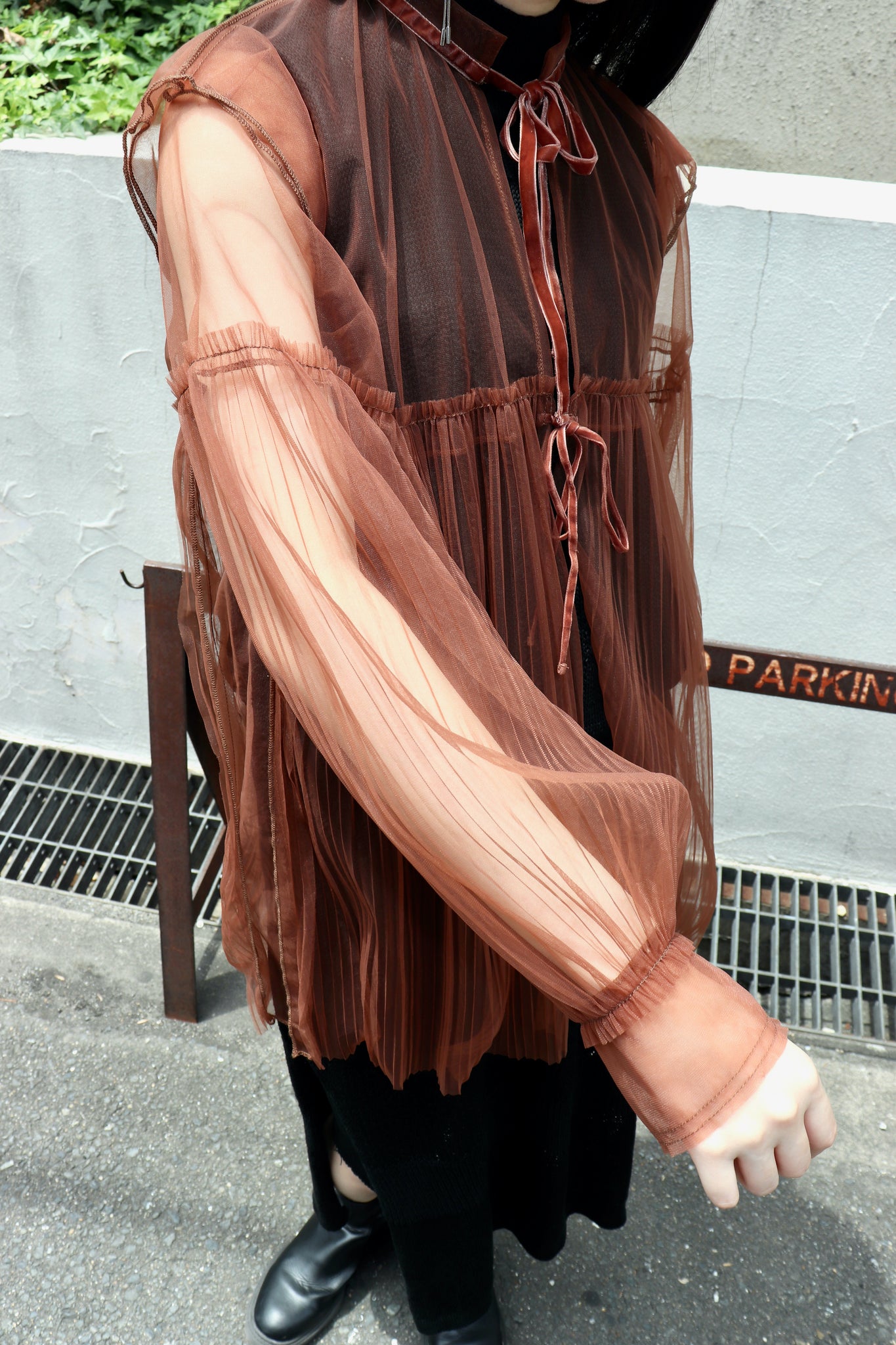 Styling images using Perverze 22SS PLEATS LAYERED SHEER SHIRTS