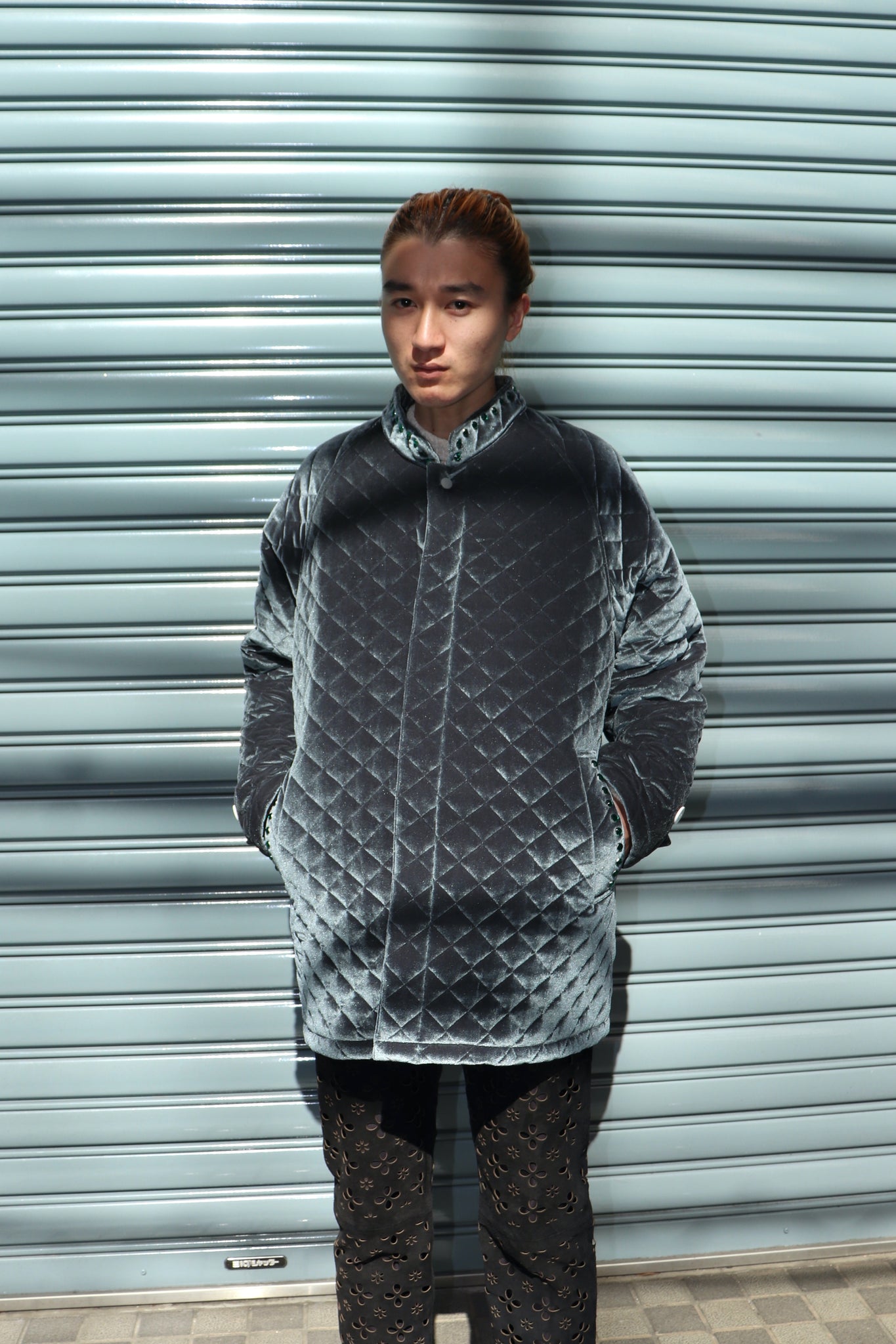 SYUMAN. Bijou velours quilted coat（GRAY）