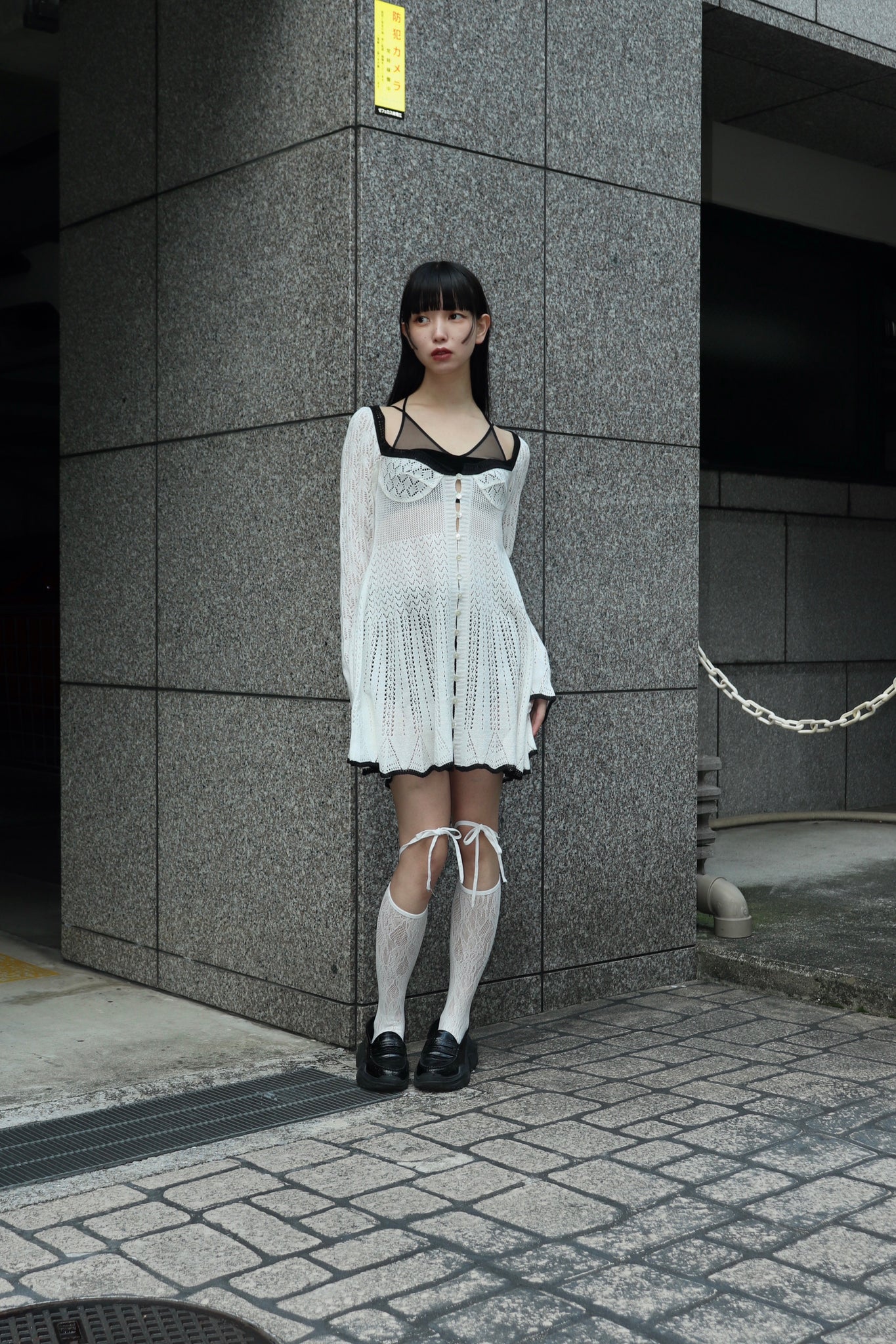 FETICO 24SS LACE KNIT MINI DRESS(WHITE)を使用したスタイリング画像