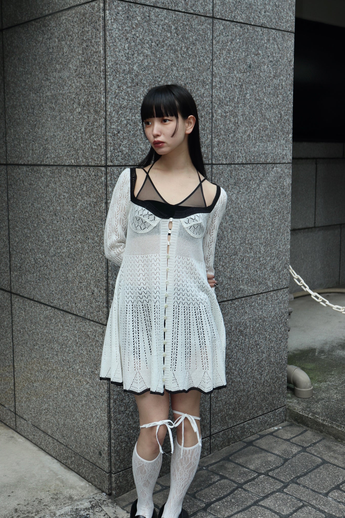 FETICO 24SS LACE KNIT MINI DRESS(WHITE)を使用したスタイリング画像