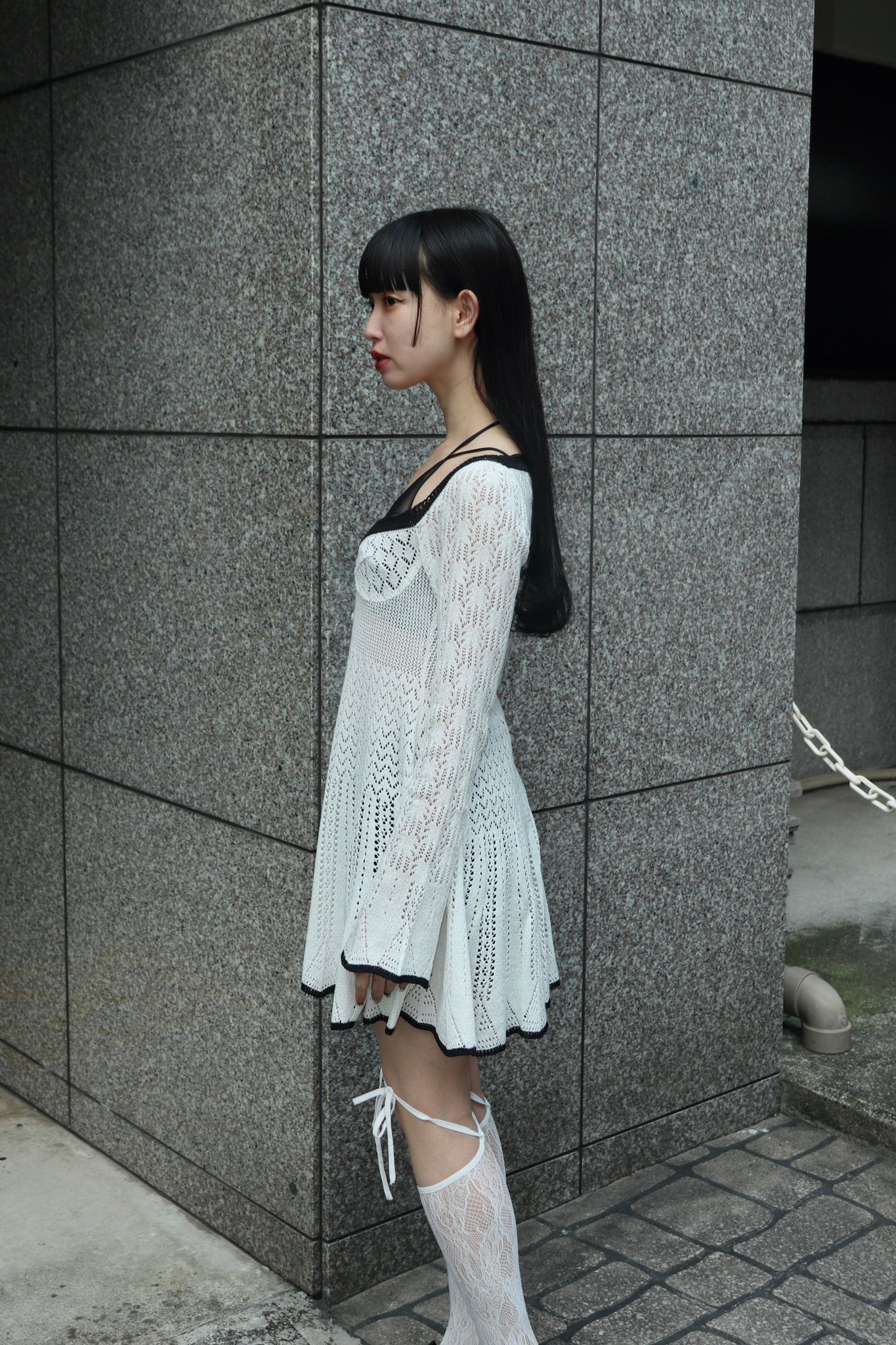 FETICO 24SS LACE KNIT MINI DRESS(WHITE)を使用したスタイリング画像