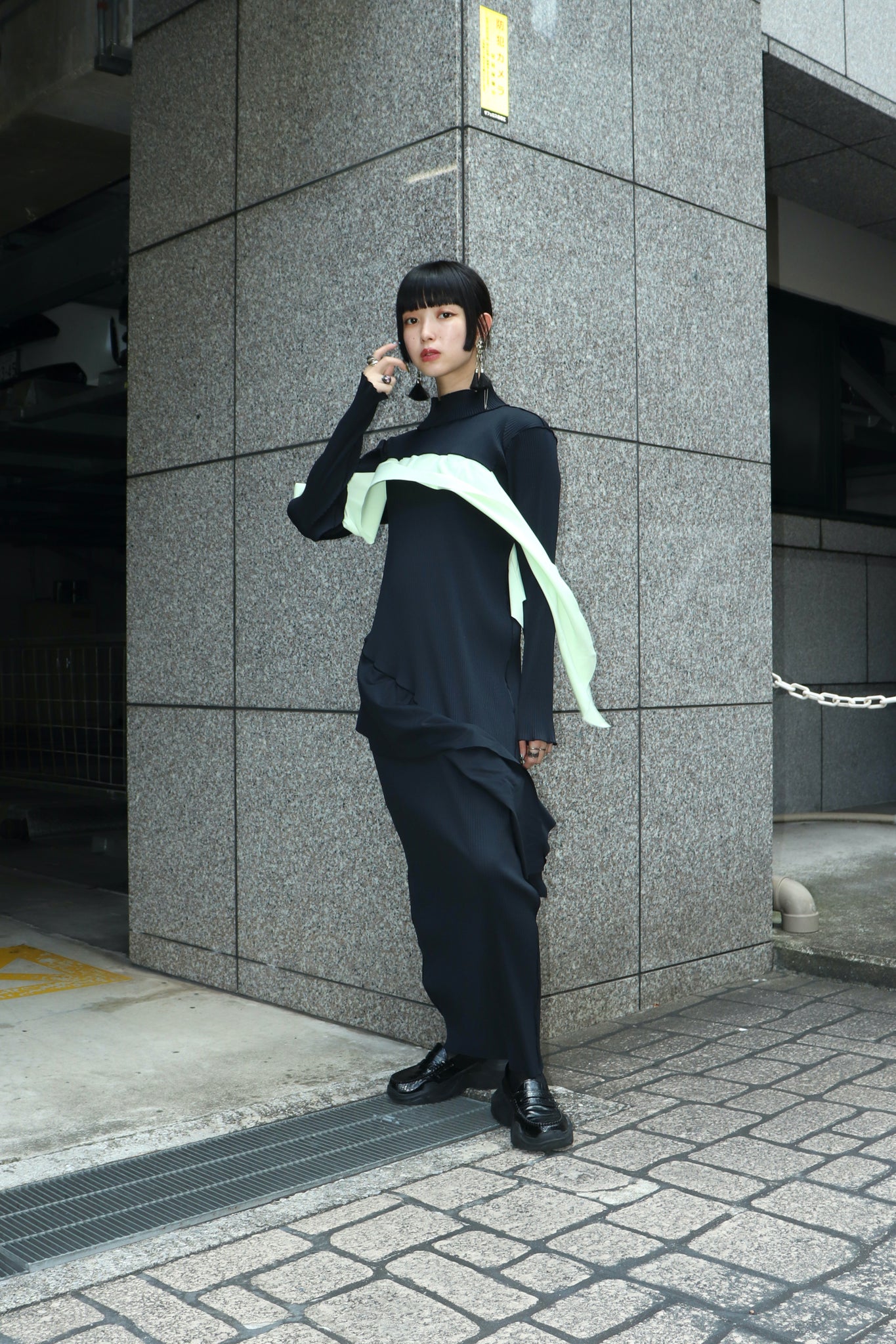 todo kotohayokozawa 23AW todo wave long sleeve dress highneck typeを使用したスタイリング画像