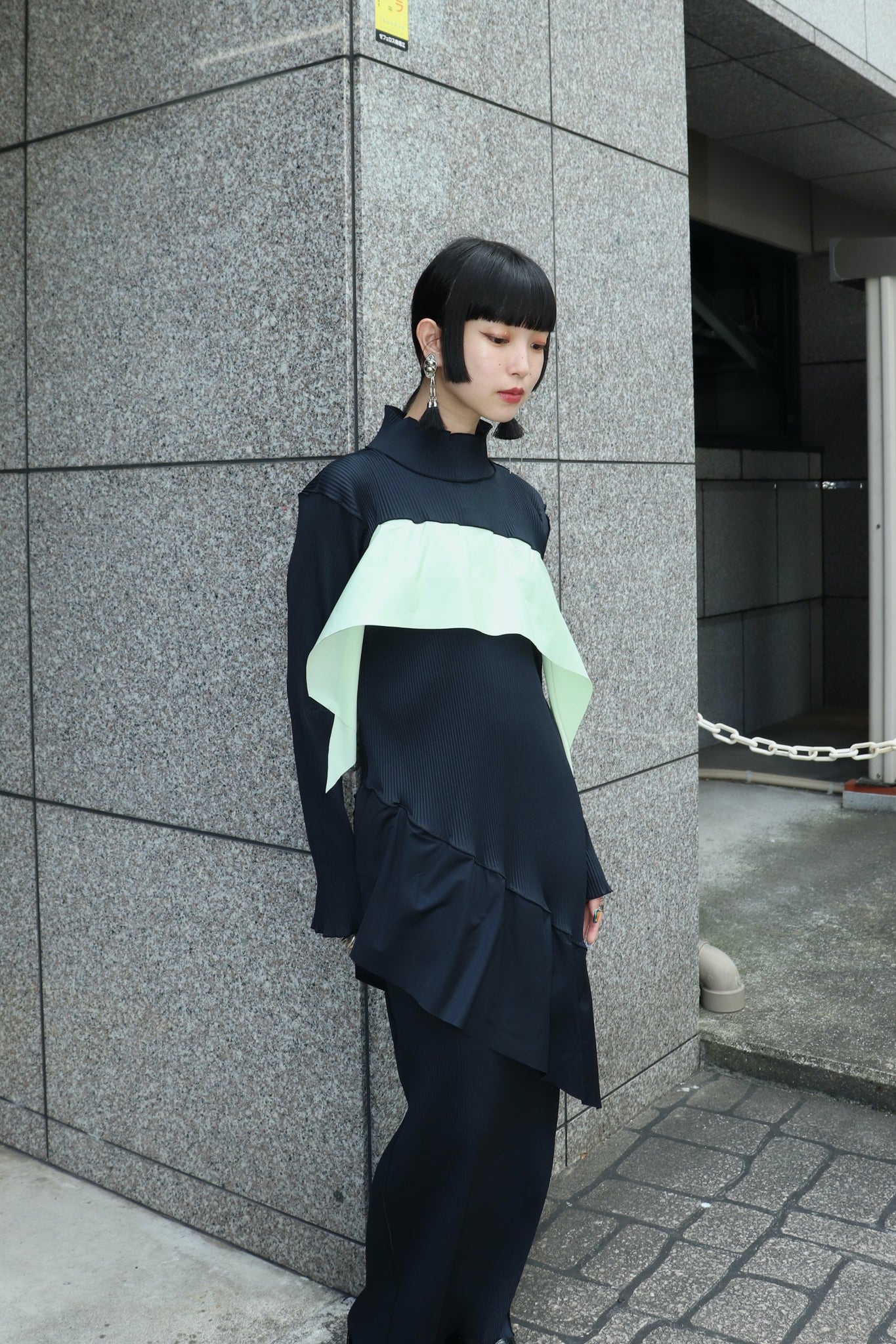 Styling image using TODO KOTOHAYOKOZAWA 23AW TODO WAVE LONG SLEEVE DRESS HIGHNECK TYPE