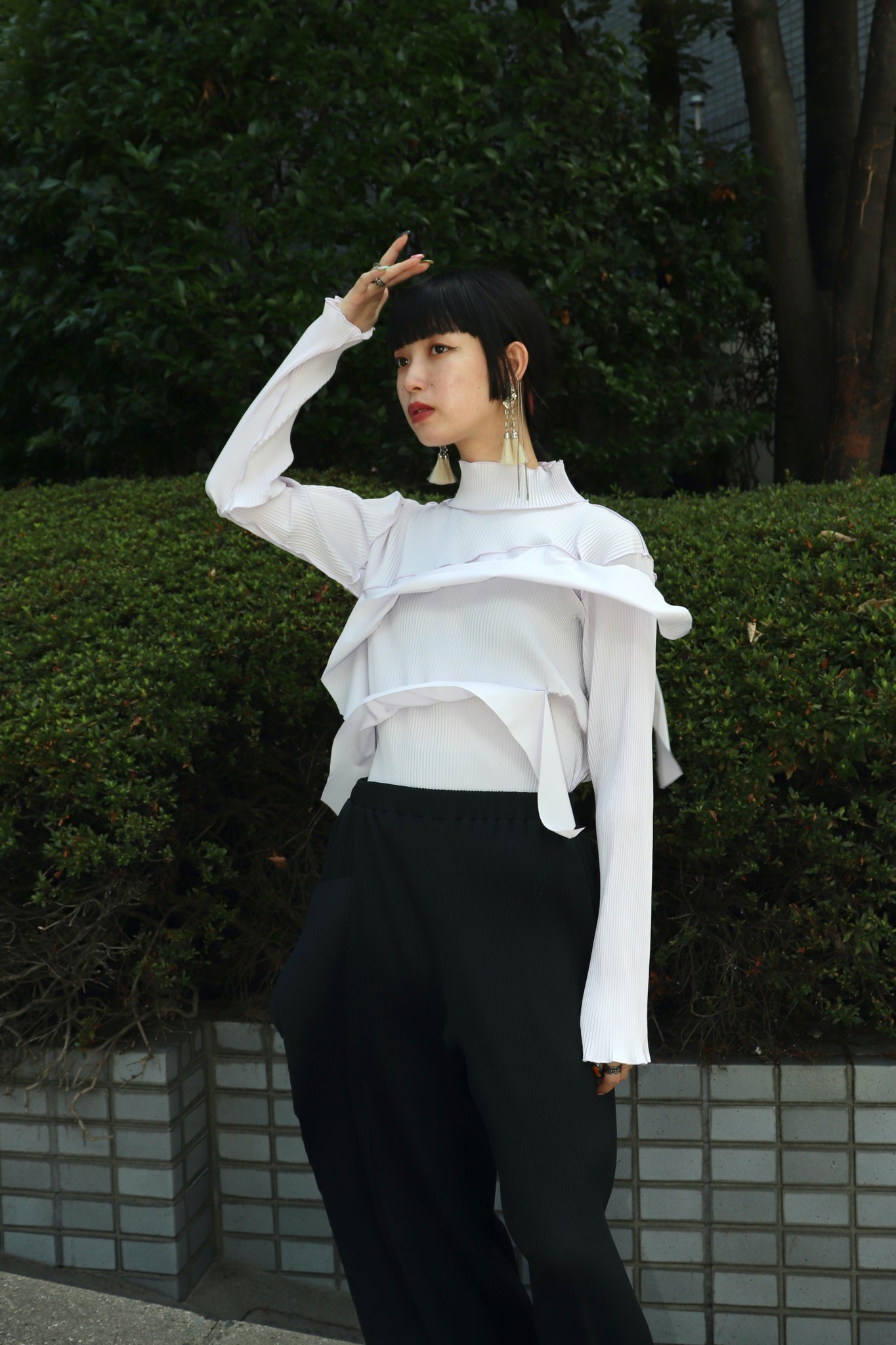 Styling image using toDo kotohayokozawa 23aw TODO WAVE LONG SLEEVE TOP HighNeck Type (Lilac)