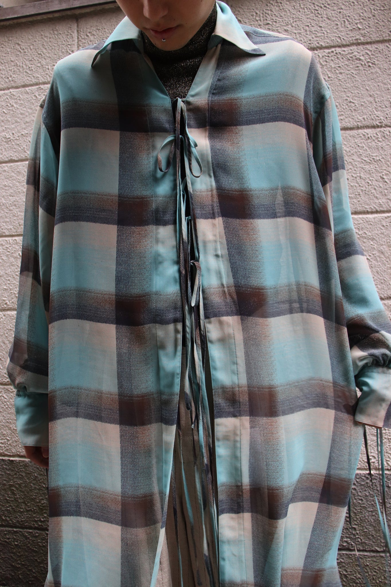 SUGARHILLの24ssのRAYON OMBRE PLAID ONE-PIECE