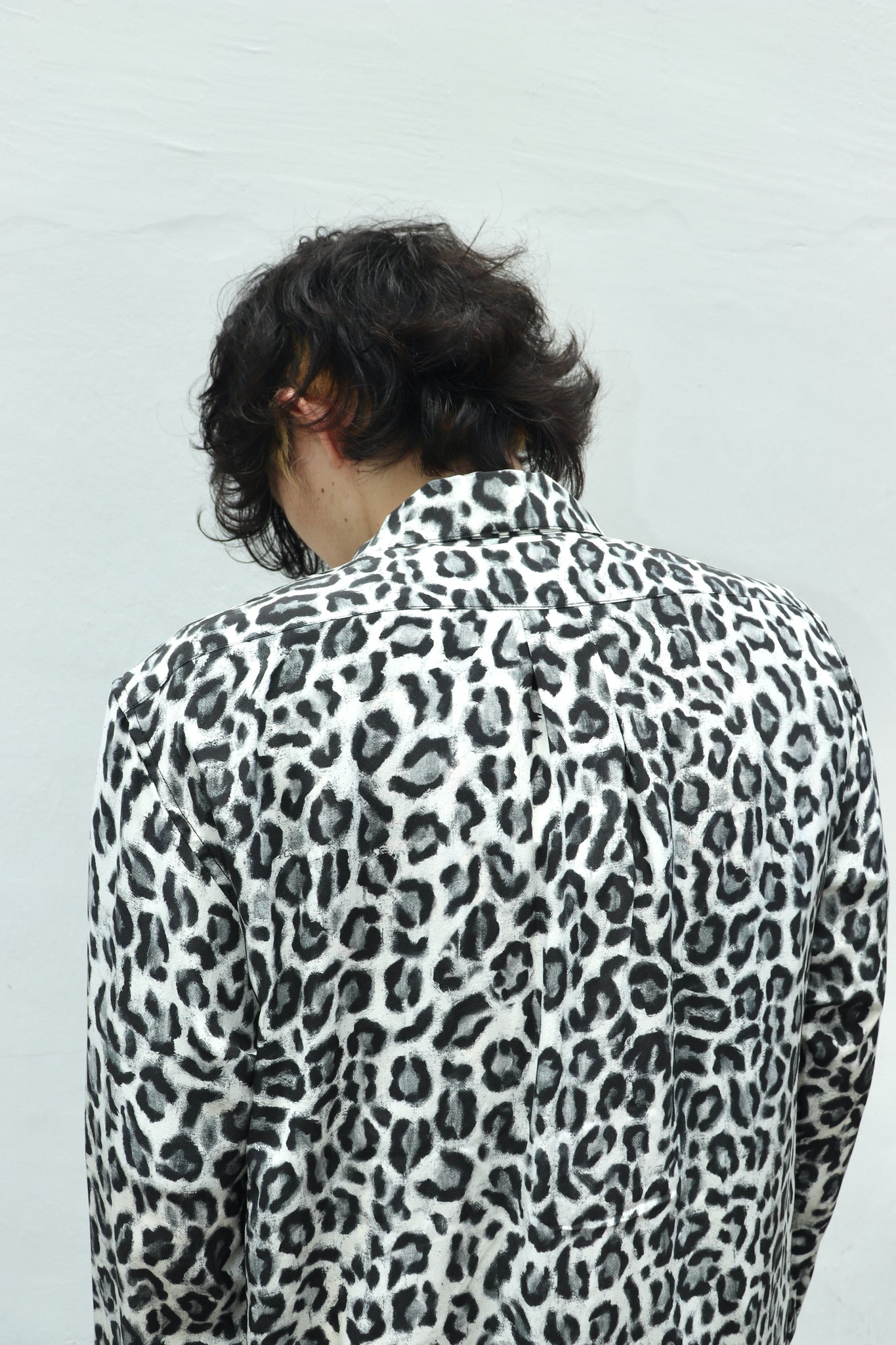 MASU 22aw ZIP-UP LEOPARD SILK SHIRT(MONOCHROME)