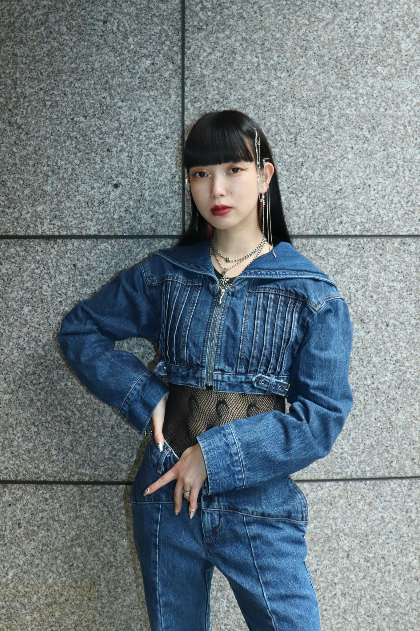 FETICO 23SS SAILOR COLLAR DENIM JACKET(INDIGO)を使用したスタイリング画像