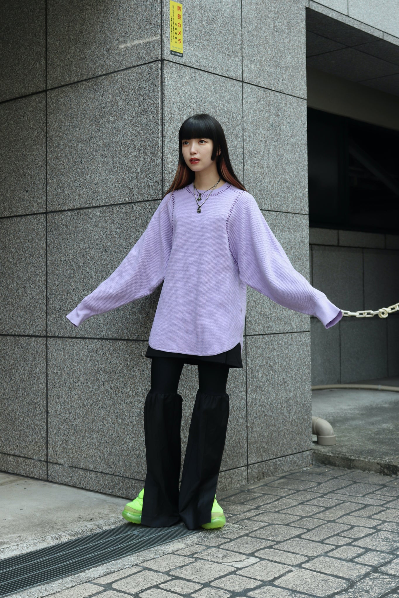 SODUK 23AW THERMAL KNIT PULLOVER(PURPLE)を使用したスタイリング画像