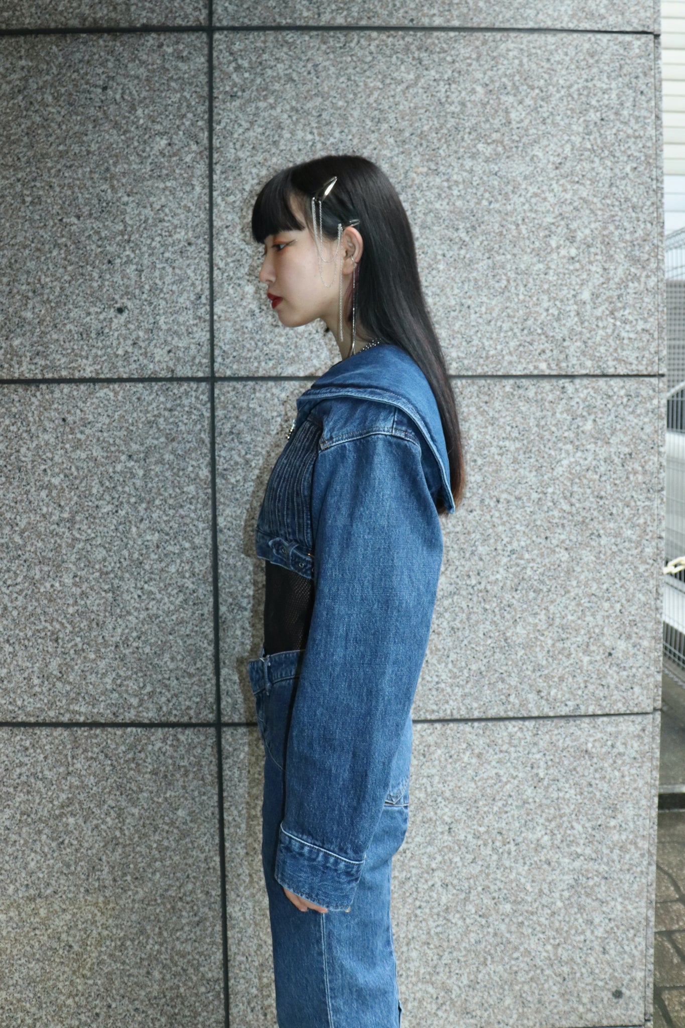 FETICO 23SS SAILOR COLLAR DENIM JACKET(INDIGO)を使用したスタイリング画像