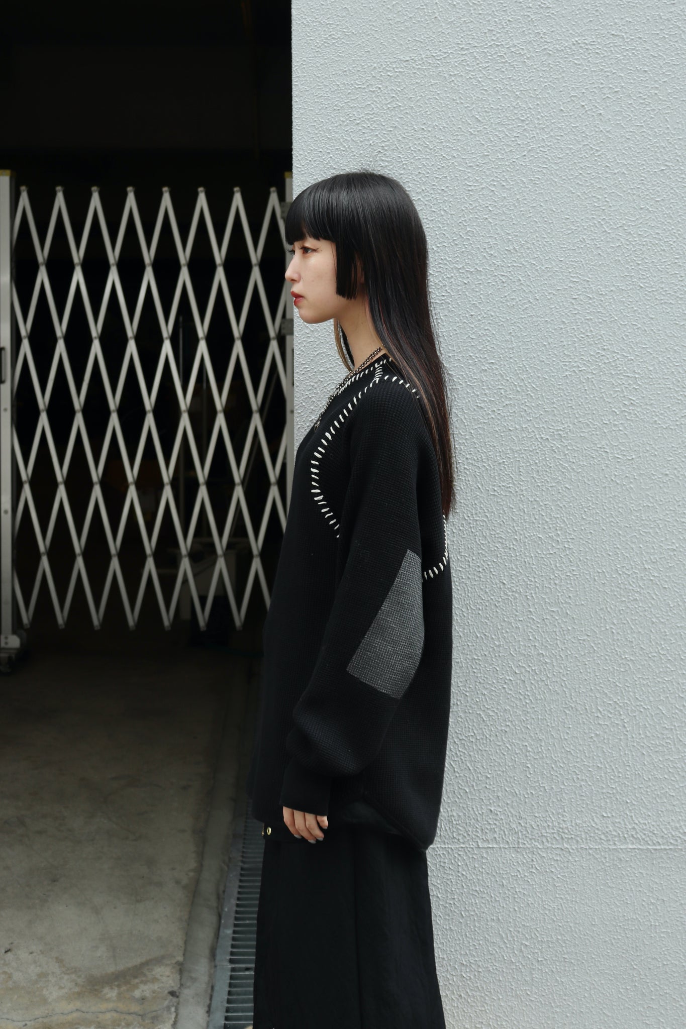 SODUK 23AW THERMAL KNIT PULLOVER(BLACK)を使用したスタイリング画像