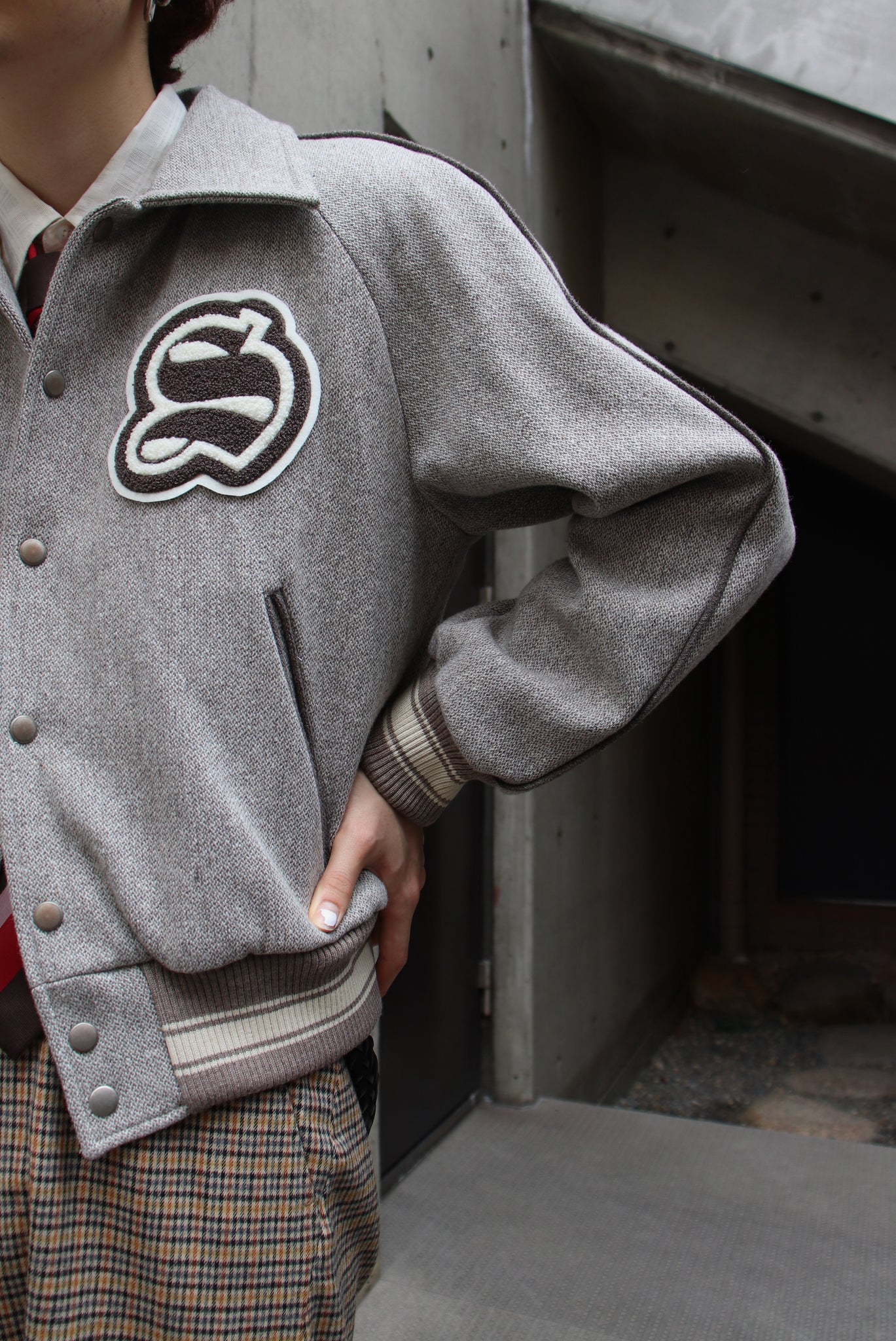 シュガーヒルの23awのMELTON STADIUM JACKET