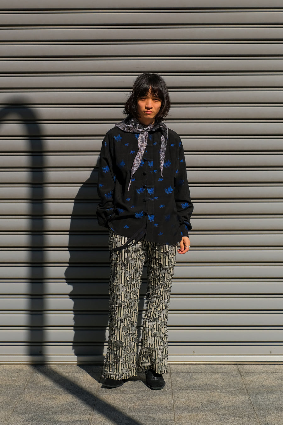 MASU(エムエーエスユー)のSTAR JACQUARD FLARE PANTS BLACKの通販