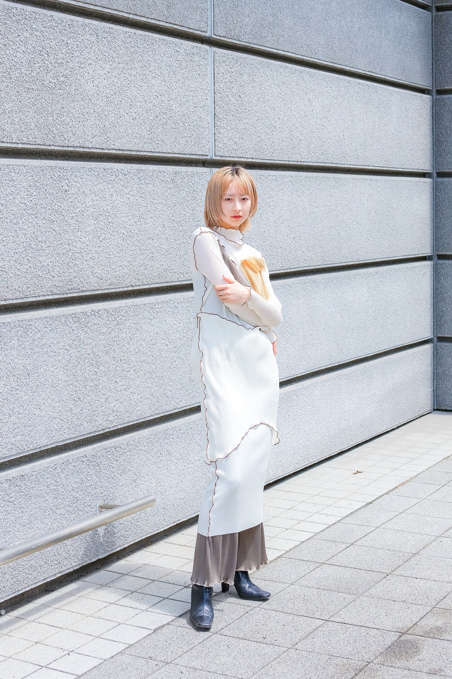ホワイトブラウン kotohayokozawa High Neck Dress | reumareica.com