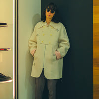 MASU(エムエーエスユー)のZIP-UP CLOVER STUDS COAT WHITEの通販