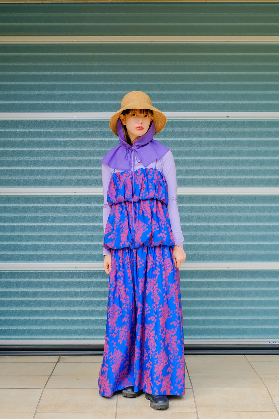 BELPER(ベルパー)のIKUKURU JACQUARD DRESS BLUE/REDの通販｜PALETTE