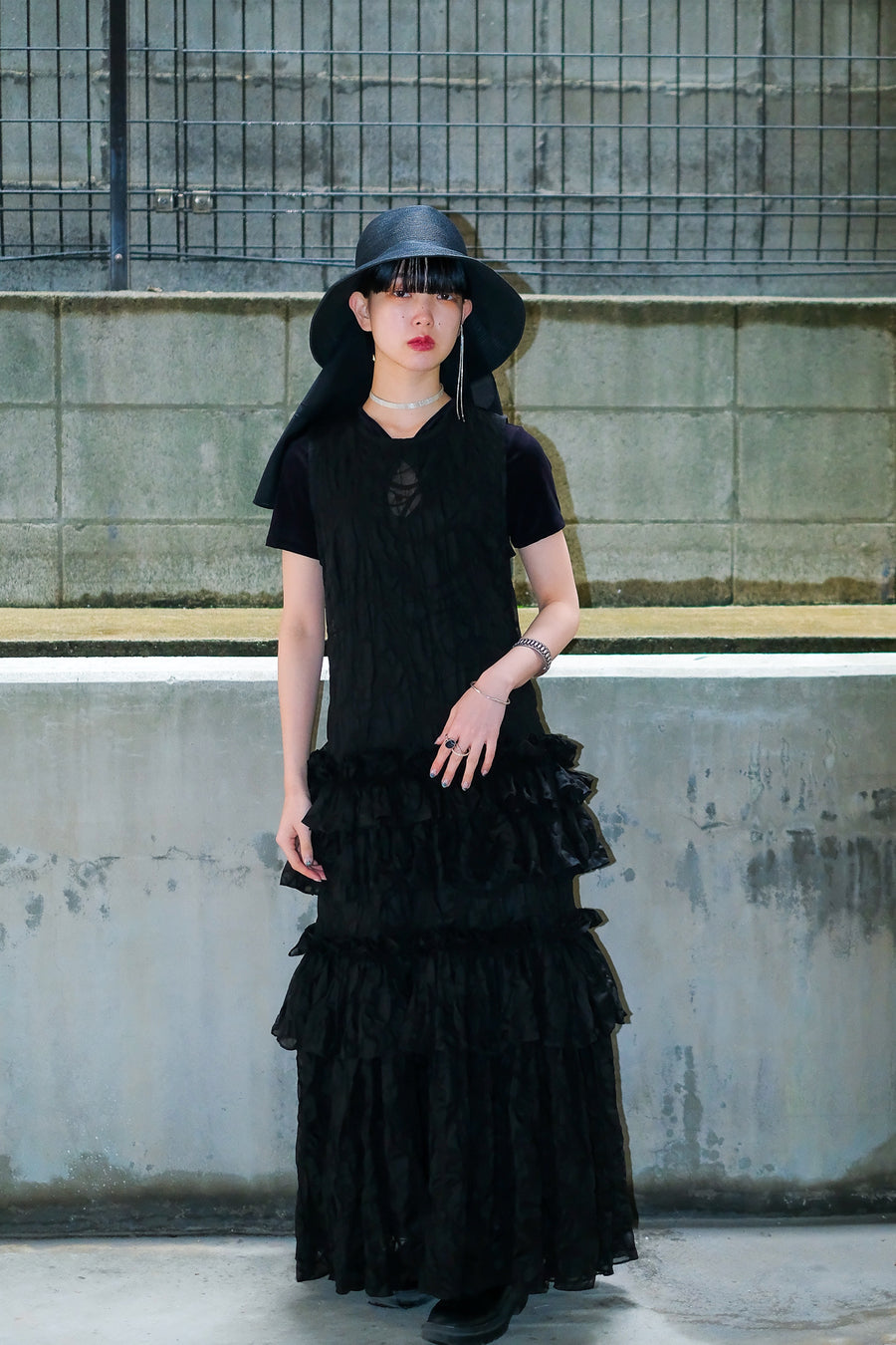 BELPER(ベルパー)のGATHERED RIPPLE DRESS BLACKの通販｜PALETTE art