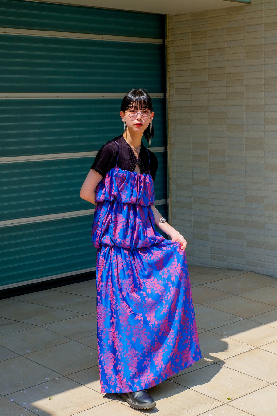 BELPER(ベルパー)のIKUKURU JACQUARD DRESS BLUE/REDの通販｜PALETTE