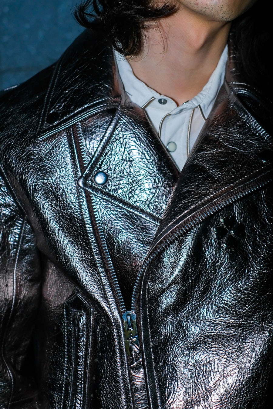 売れ筋】 Masu 超爆安 SCALLOP LEATHER LEATHER JACKET ライダース