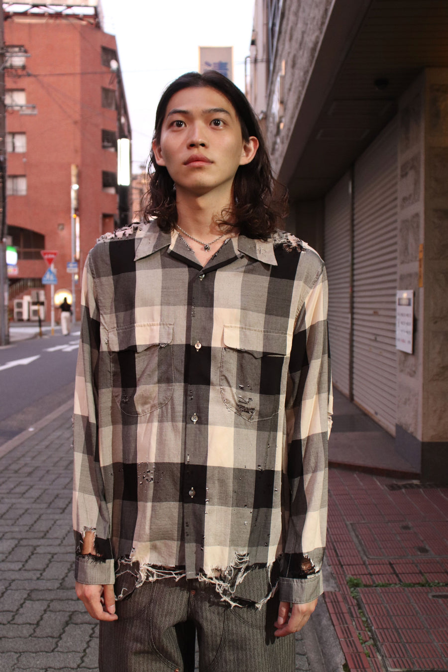 sugarhill / BLOCK CHECK CRASHED SHIRT-