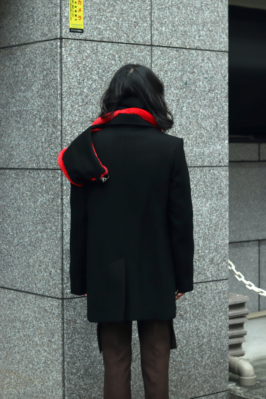 YUKI HASHIMOTO(ユウキハシモト)のSCARF ATTACHED PEACOAT-BLACKの通販