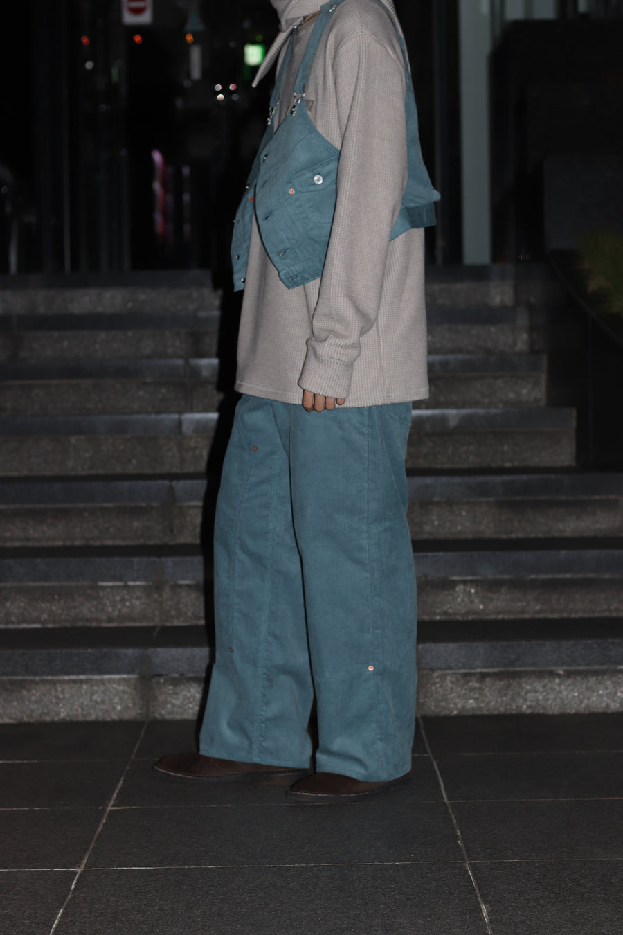 SUGARHILL(シュガーヒル)のCORDUROY DOUBLE KNEE DENIM PANTS BLUEの