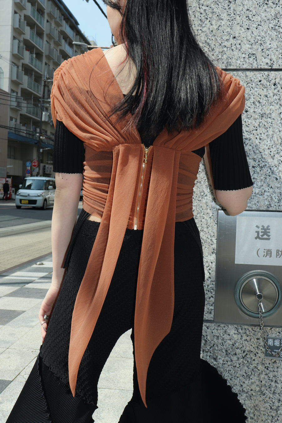 FETICO(フェティコ)のGATHERED SHEER TOP TERRA COTTA(トップス)の通販