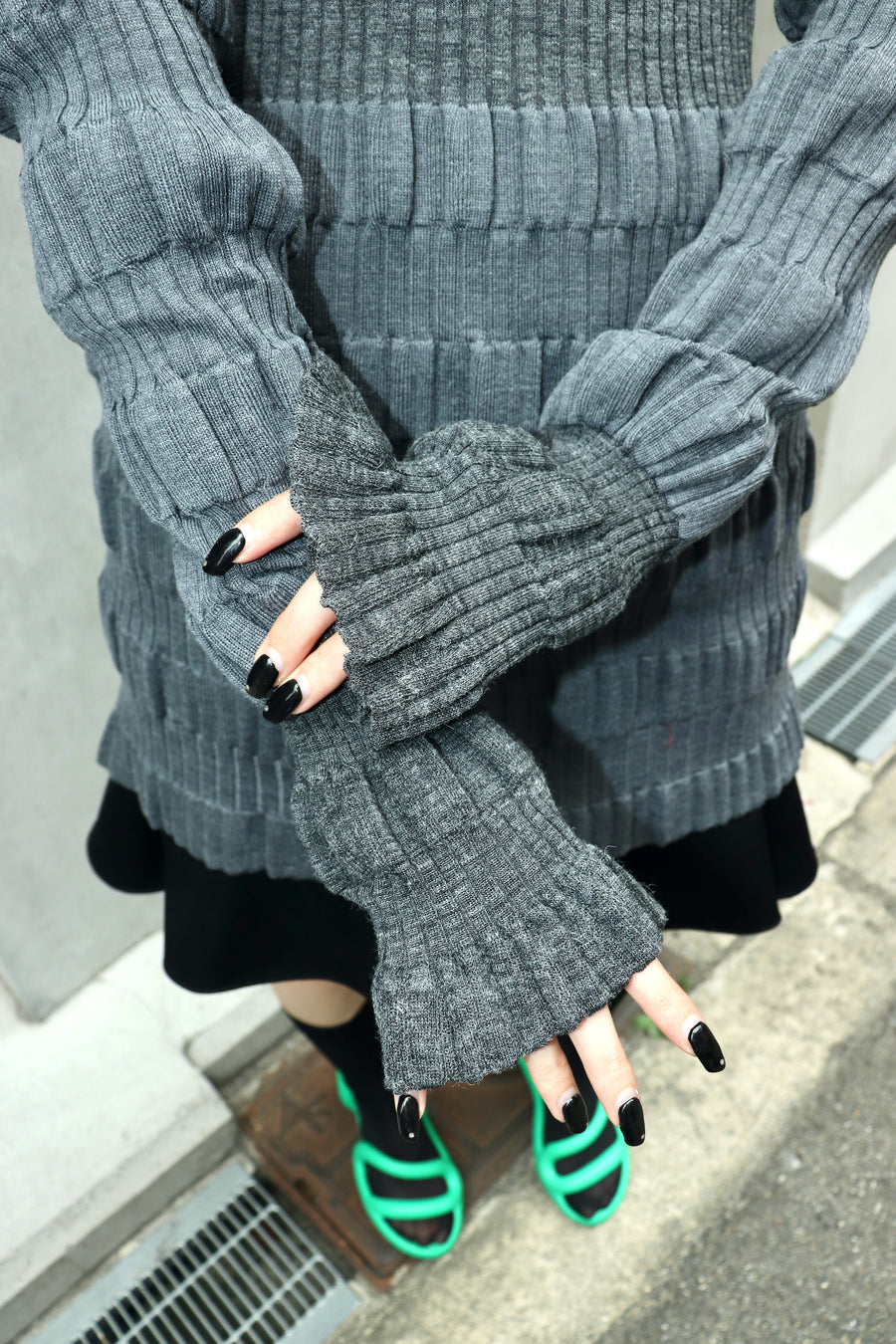 FETICO STRIPE RIB KNIT JUMPER-BLACK オーダー受注生産 www