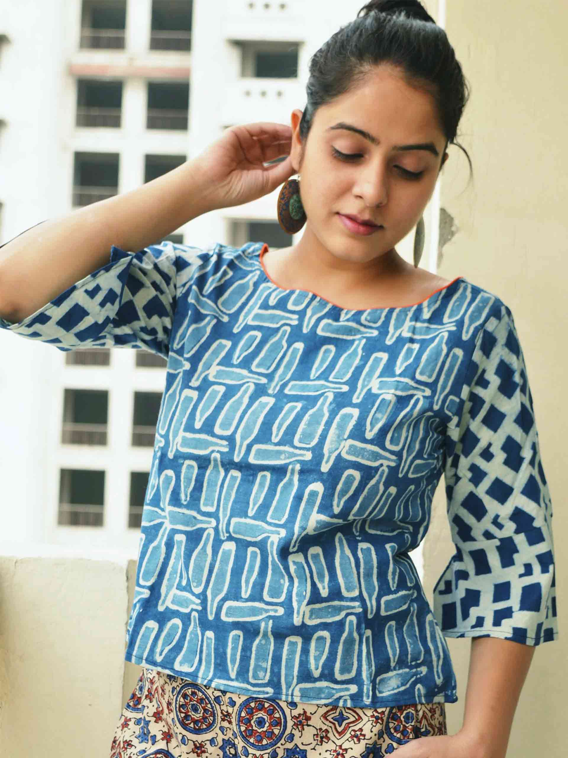 Buy Dabu Hand Block Printed Cotton Crop Top | Cotton Crop Tops Online ...