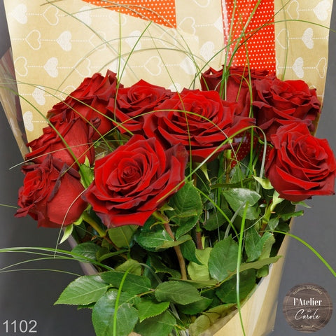 Bouquet de 9 roses 1102 – L'Atelier de Carole