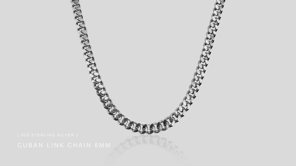 Men's 925 Sterling Silver Cuban Link Chain up close image detailed image of it's links