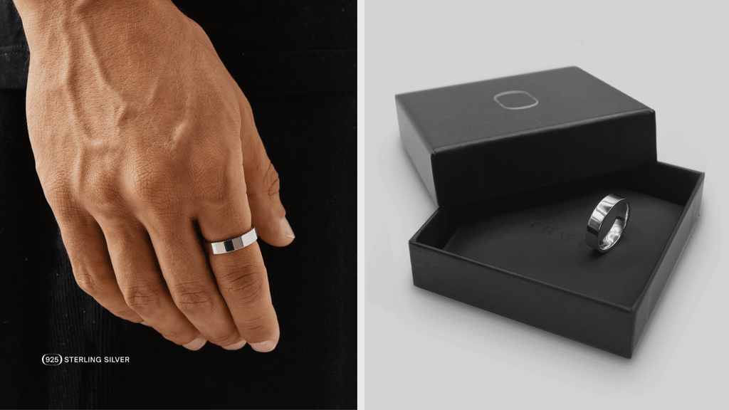 Men's 925 Sterling Silver Gift set showcasing the band ring mentioned throughout this article