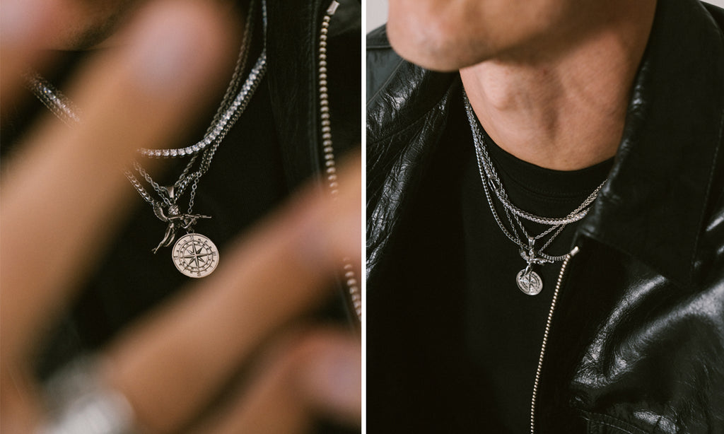 Men's Silver Pendants and Chain Layers for Autumn Winter