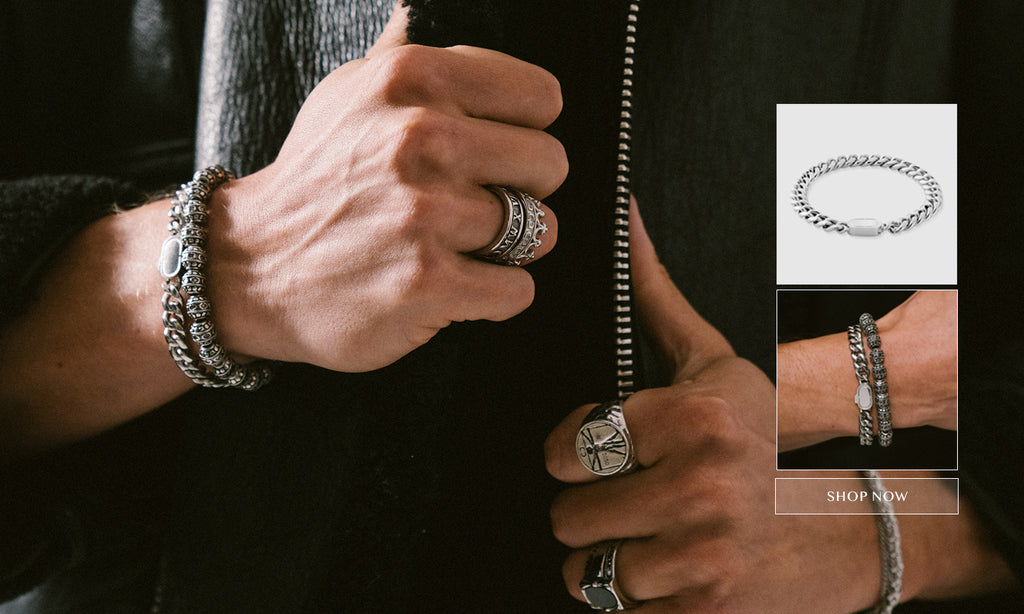 Men's Statement Silver Jewellery pieces for AW including Bracelets and Rings