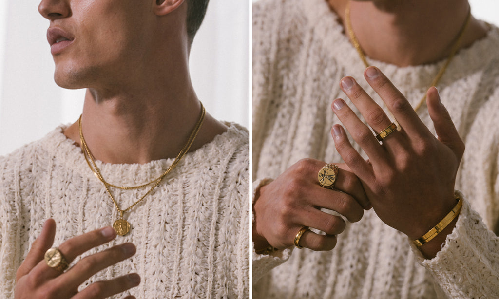 Shop layered Gold Chains and Rings Stacks for your Autumn Winter Wardrobe.