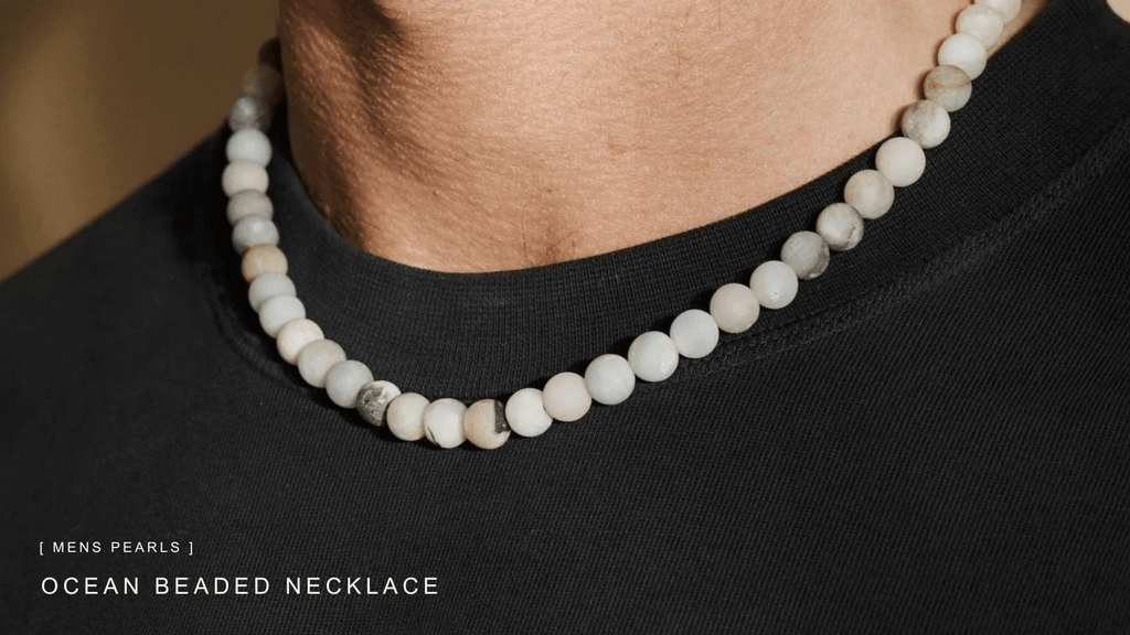 Image of a mixed colored mens pearl necklace