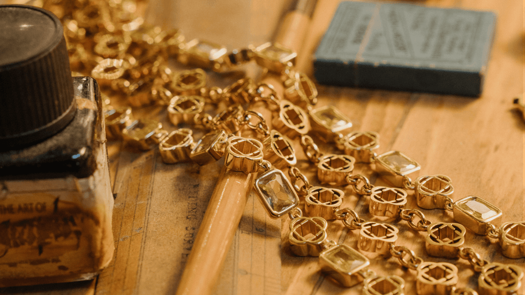 Men's 18K Gold Citrine Gemstone Necklaces