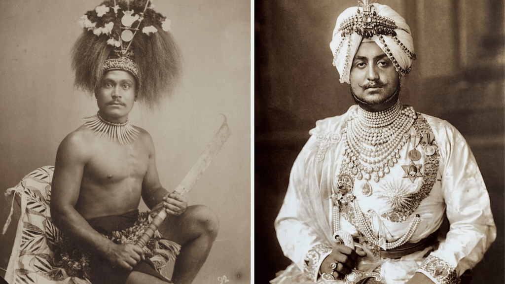 An Indian Maharaja and a ferocious Polynesian warrior wearing men's pearls