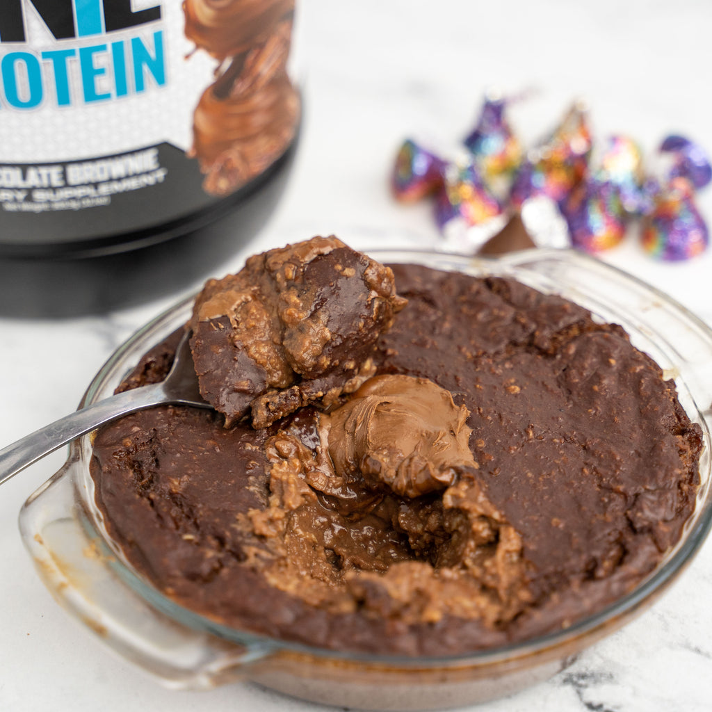 double chocolate protein baked oatmeal