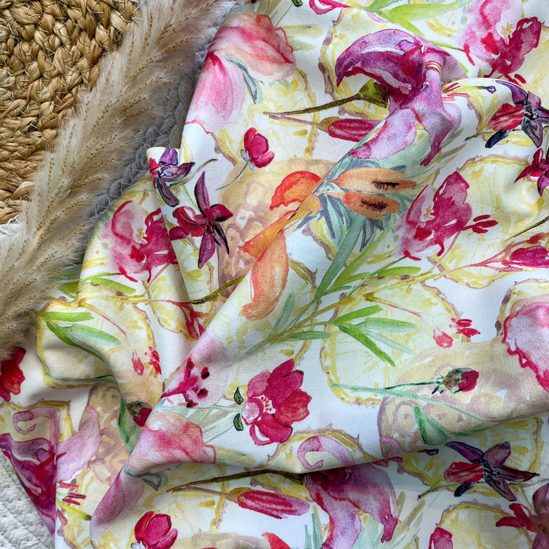 Jersey de coton écru - fleurs de lys