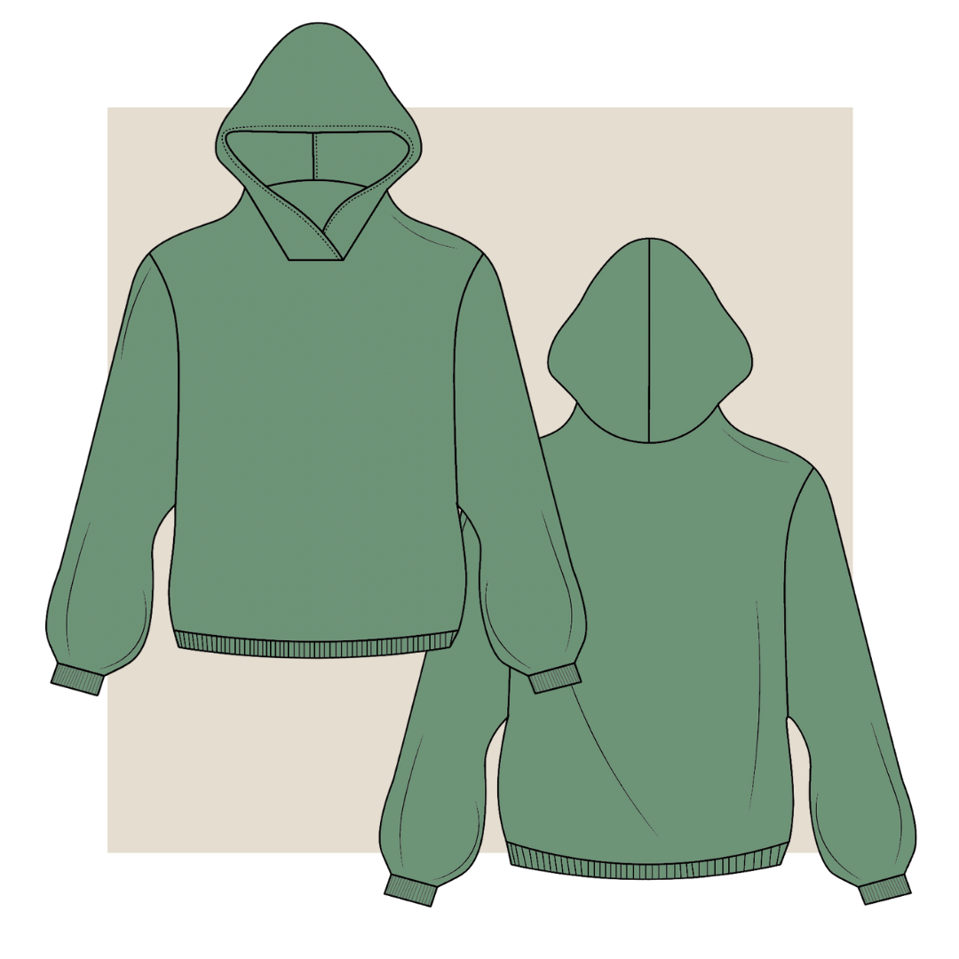 Hoodie Technical Drawing - Fashion Vector
