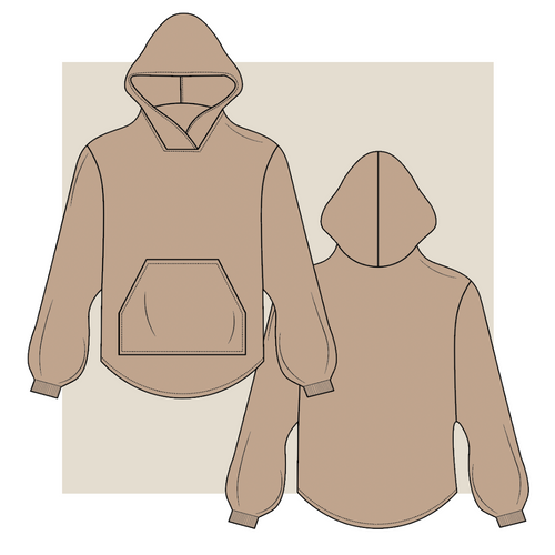 Crewneck Sweatshirt Flat Technical Drawing Illustration Mock-up