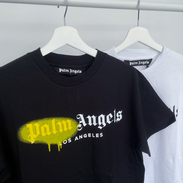 Palm Angels: White & Purple St. Moritz Sprayed T-Shirt