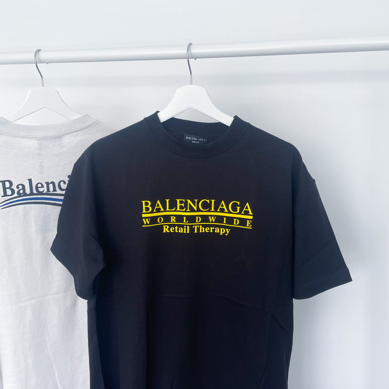 Balenciaga BB tshirt navyblueyellow Mens Fashion Tops  Sets Tshirts   Polo Shirts on Carousell